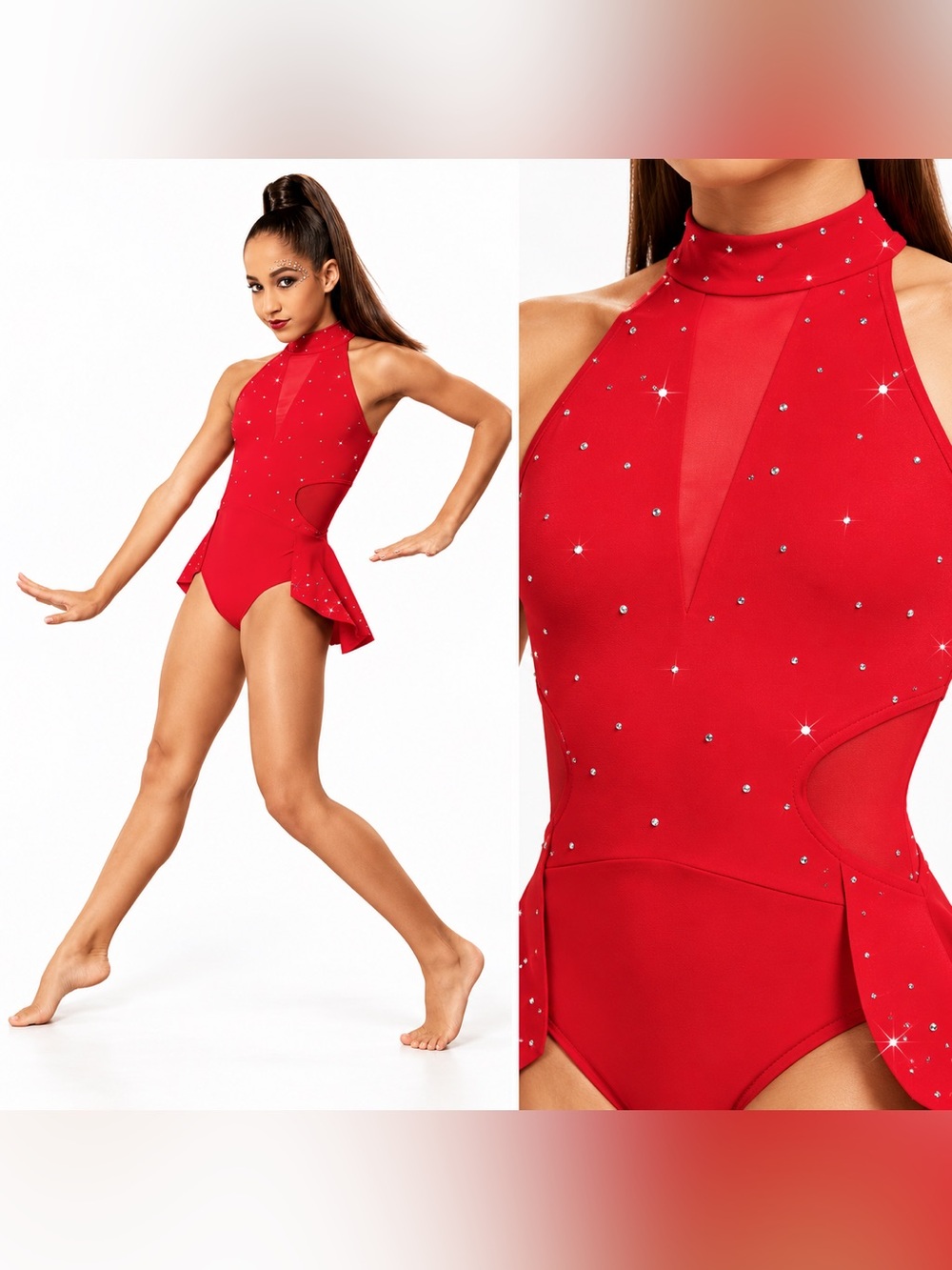 WEISSMAN Ivy Sky Dance Costume red Swarovski Crystal Dress lyrical D10928 SA adu